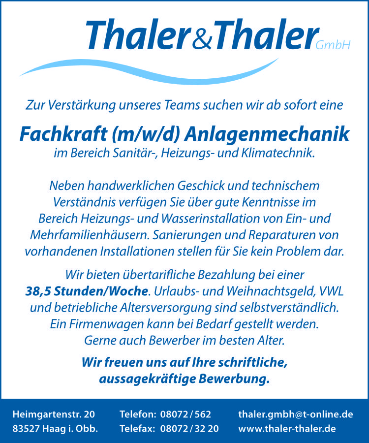 Stellenangebot Anlagenmechaniker SHK